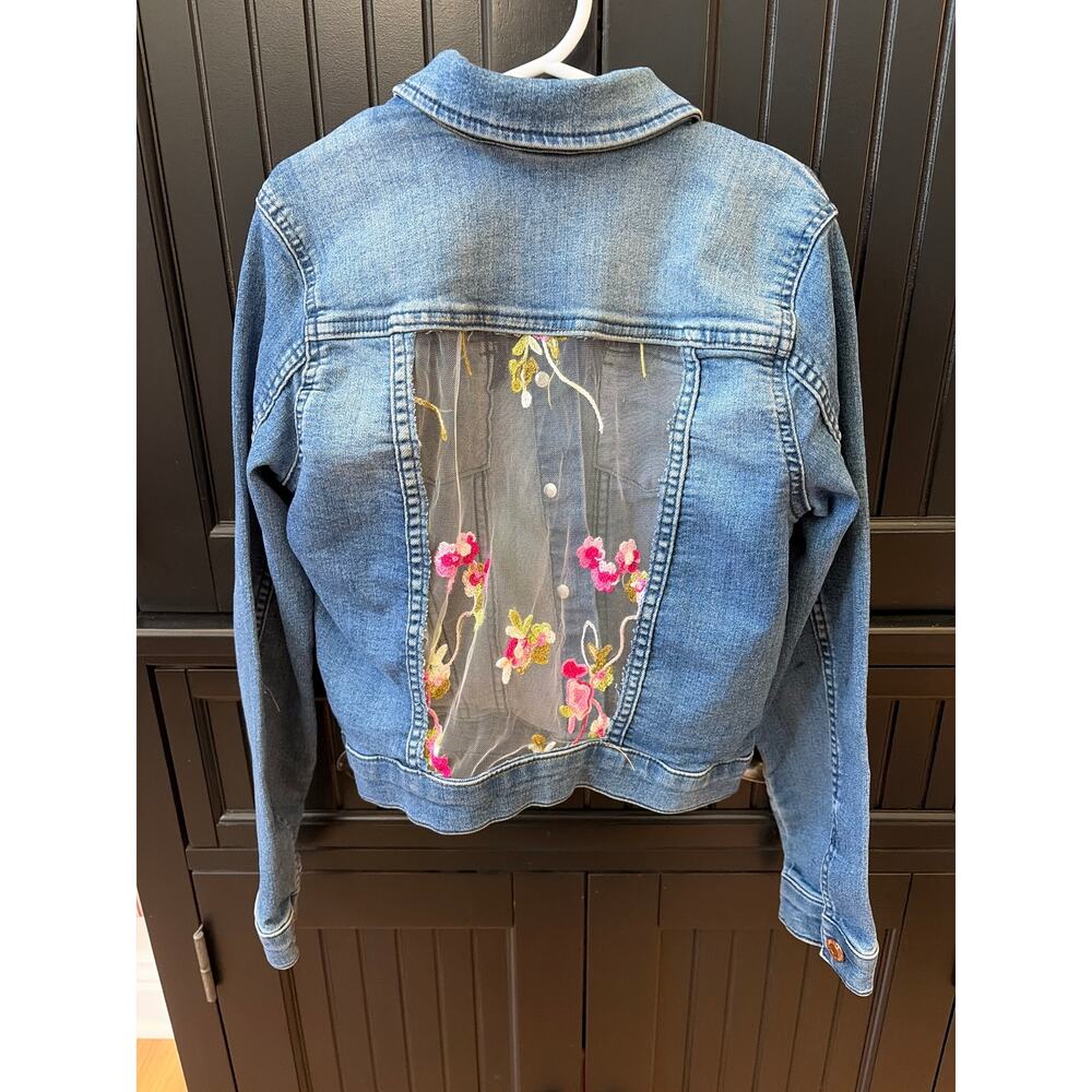 Upcycled Lace Jean Jacket Denim Jacket Size 9 - 10 years